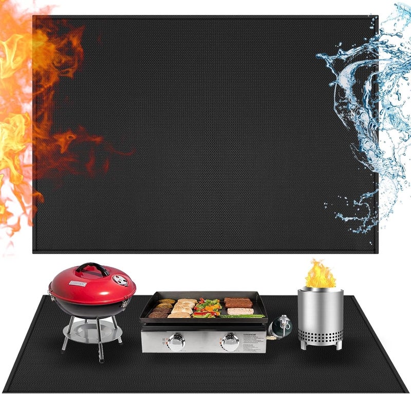 Amerbro 36x48in Heat Resistant Grill Mats for Outdoor Grill to Protect Your Prep Table and Outdoor Grill Table - Fire Proof & Water Proof & Oil Proof BBQ Mat - Black (1mm) - Image 1